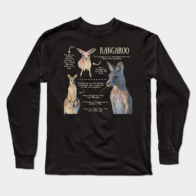 Animal Facts - Kangaroo Long Sleeve T-Shirt by Animal Facts and Trivias